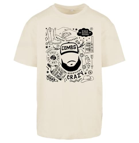 Image of Luke Music Doodle Combs Western Country Fast Car Oversized T-Shirt, Bold with Unique Hand-Drawn Style tee, Breathable Cotton t-Shirt Perfect for Music Lover Ecru - Large