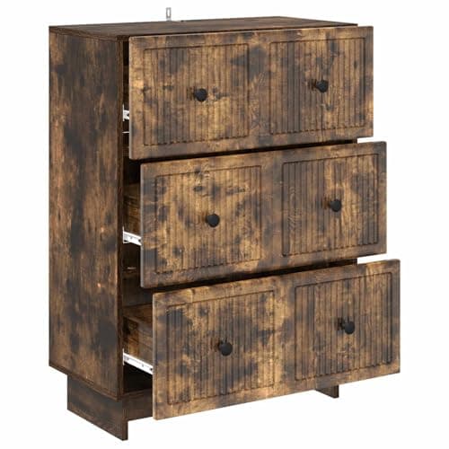 Image of Gecheer Retro Modern Drawer Cabinet - Engineered Wood Storage with Vintage Design, 5 Drawer, Living Room Organization Model893920