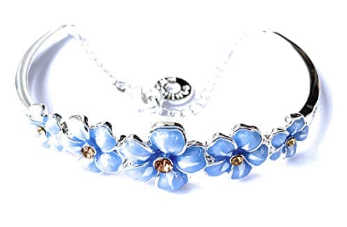 Image of Equilibrium Jewellery Silver Plated Forget Me Not Flower Pretty Bangle Bracelet Gift Boxed