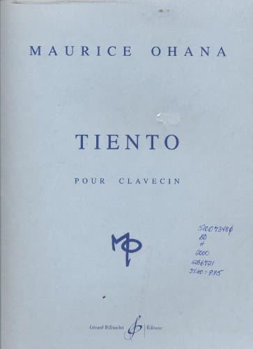 Image of Tiento Pour Clavecin by Maurice Ohana for Harpsichord
