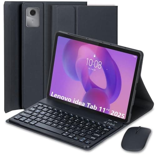 Image of EHLCYS Keyboard Case for Lenovo Idea Tab 11-inch 2025 Models (TB-336ZU/TB-336FU) and Mouse, UK Layout Magnetic Detachable Wireless Bluetooth Keyboard Slim Smart Cover (Black)