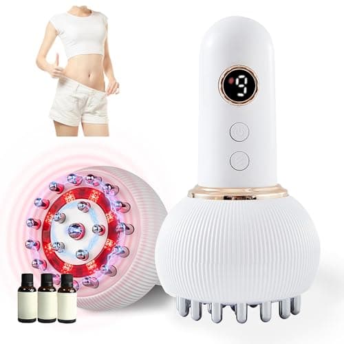 Image of Lymphatic Drainage Massager for Legs Arms Belly - Anti Cellulite Body Sculpting Tool with Microcurrent, Heat, Vibration & Red Light Therapy - Portable Handheld Device for Home Use