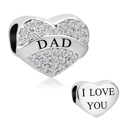Image of FGT Sparkling Dad I Love You Heart Charm fits Pandora Charms Bracelets Christmas Birthday Jewellery Gift for Women Daughter Family