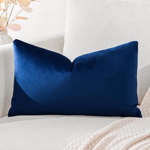 Image of Artscope Luxury Velvet Cushion Covers Super Soft Decorative Throw Pillow Covers Case Lumbar Cushion Cases for Sofa Couch Bedroom Car Decor 30x50cm Navy Blue
