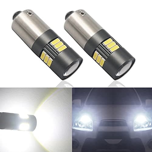 Image of Eseastar BA9S T4W LED Bulbs 6000K White 12V-24V 15LED-SMD4014 Extremely Bright with Projector For Car Sidelight Backup Interior Dome Number Plate Light, 2 Pack