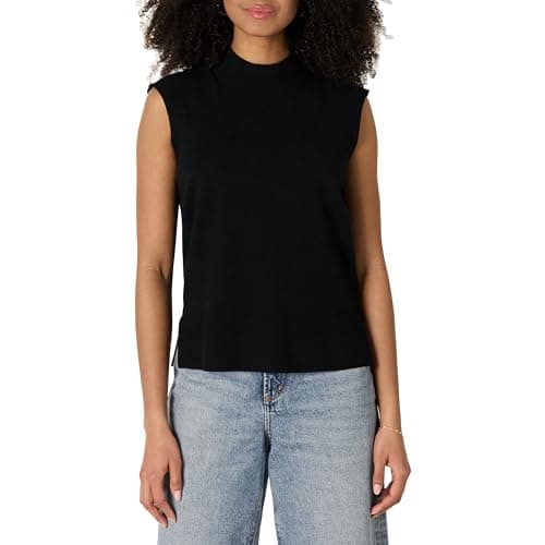 Image of Amazon Essentials Women's Regular-Fit Short-Sleeve Crewneck Pullover Jumper Top, Black, XL