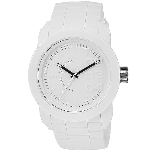 Image of Diesel Watch for Men Double Down S44, Three Hand Movement, 44 mm White Polycarbonate Case with a Silicone Strap, DZ1436