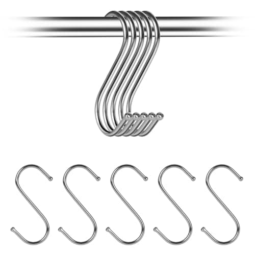 Image of FOMGIIN 10PCS Stainless Steel S Hook - Metal S Shaped Heavy Duty Hanging Sturdy Hooks for Clothes, Towel, Meat - S-Hooks Hangers Small with Round Ball Ends for Home Kitchen, Office, Bathroom, Bedroom
