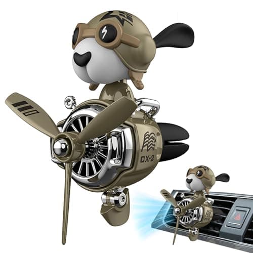 Image of Dog Pilot Car Air Freshener, Animal Car Air Vent Fragrance, Propeller Clips Cute Cartoon Dog, Creative Heads-Shaking Vehicle Vent Scent Clip Diffuser For Men And Women, Interior Freshening
