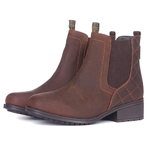Image of Barbour Womens Rimini Leather Winter Walking Casual Fashion Block Heel Ankle Boots - Teak - 6