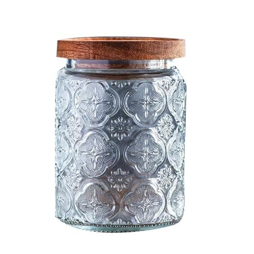 Image of soulnioi Glass Jar Vintage Glass Sealed Jar with Lid Household Food Grade Storage Jar Coffee Bean Tea Leaf Jar Storage Jar Begonia Flower Pattern Large