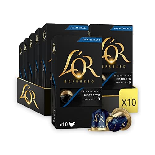 Image of L'OR Espresso Ristretto Decaf Coffee Pods x10 Intensity 9 (Pack of 10, Total 100 Capsules)