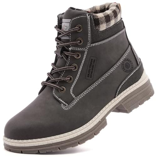 Image of ANJOUFEMME Ladies Walking Hiking Boots Womens Flat Work Ankle Boots Waterproof Trekking Camping Backpacking Outdoor Shoes,BROWN,5