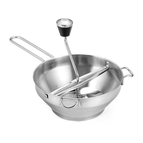 Image of ZONADAH Food Mill Stainless Steel Food Grater Durable Bowl Rotary Food Mixer with Discs and Handle for Tomato Sauce Mashed Potatoes and Jams