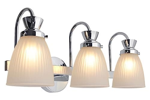 Image of Modern 3 Light Bathroom Wall Light Chrome IP44 Frosted Glass Lamp Shades H3084 with G9 LED 5w Warm White