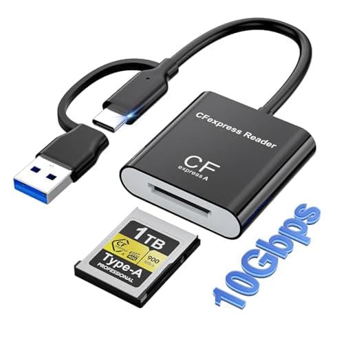 Image of 10Gbps USB 3.2(Gen 2) CFexpress Type A Card Reader, 2 in 1 USB-A + USB-C Type A CFexpress Adapter Camera External Memory Card Reader Support Windows/Mac OS/Linux/Android,for iPhone 17/16/15/Laptops