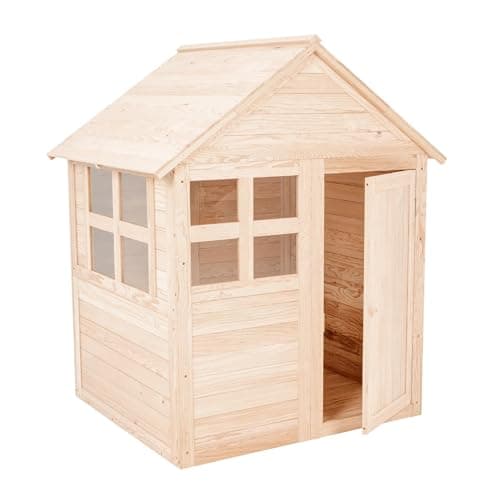 Image of TP Toys Buttercup Cottage Wooden Playhouse with Floor Pack. Wooden Playhouse, Perspex Windows And Door, Made Form FSC Certified Wood for Ages 2+ Years
