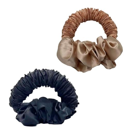 Image of SacJkt Heatless Curling Scrunchies for Women, Hair Ties, 2pcs Soft & Elastic Satin Scrunchies for Girls, Large Hair Bands for Ponytail Holder, Styling Accessories