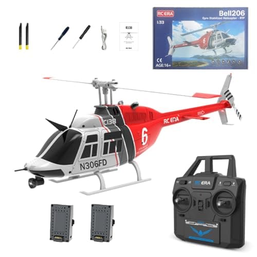 Image of RCXTechPro RC ERA C138 Bell 206 RC Helicopter for Adults, 1:30 Scale 6CH 6-Axis Gyro Single Rotor Helicopter with Optical Flow Positioning Altitude Hold Stable Flight - RTF / 2 Battery
