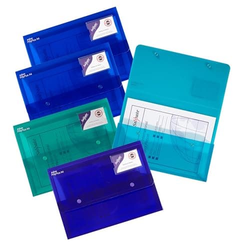 Image of Snopake A4 PolyPlus Polyfile Popper Wallet with Press Stud Closure – Electra Assorted [Pack of 5] Ref: 11756