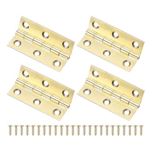 Image of M METERXITY 4-Pack Small Door Hinges, 2in (51mm) Brass Interior Door Folding Butt Mini Hinges with Screw for Wooden Box/Jewelry Box/Cabinet