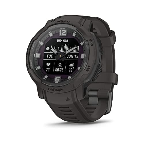 Image of Garmin Instinct Crossover Solar, Rugged Hybrid Smartwatch with Solar Charging Capabilities, Analog Hands and Digital Display, Graphite, Adjustable
