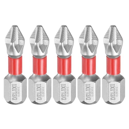 Image of sourcing map 5pcs #2 Anti Slip Phillips Screwdriver Bit PH2 1/4" Hex Shank 1" (25mm) Magnetic Cross Head Drill Bits Chrome Plating S2 Steel Industrial Screw Driver Tool, Silver/Red
