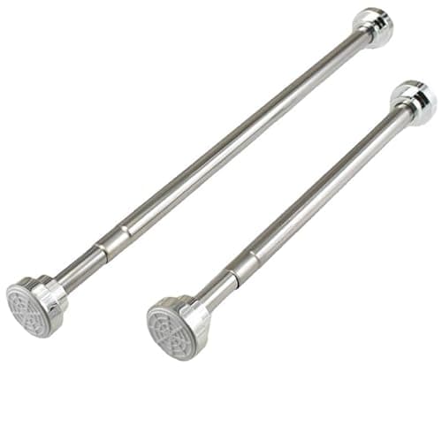 Image of Extendable Shower Curtain Rail 125-210cm,Stainless Steel Shower Curtain Pole Curtain,Tension Rod No Drilling Adjustable Shower Rail Telescopic Shower Pole for Bath,Closet,Wardrobe,Kitchen Silver