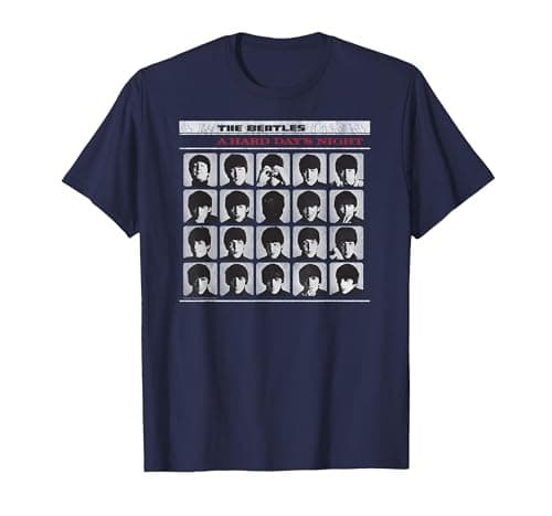 Image of Official The Beatles A Hard Day's Night Album Cover Band T-Shirt, Men, Navy Blue, X-Large