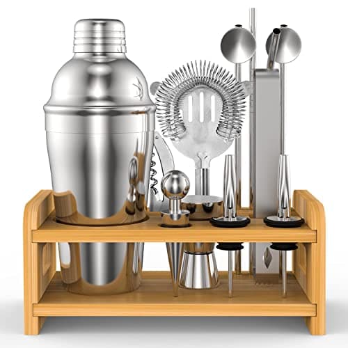 Image of Vinsani 15 Pieces Cocktail Shaker Set Premium Stainless Bartender Mixing Accessories Kit Professional Bartending and Home Bar Tools Alcohol Cocktails Drink Maker Gin Martini Vodka Tonic