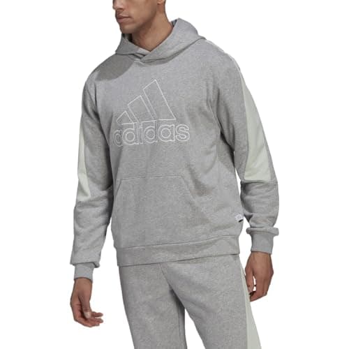 Image of adidas Men's Future Icon Embroidered Badge of Sport Hoodie, Medium Grey Heather, Small