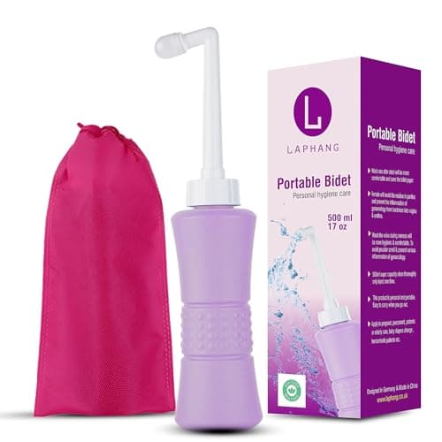 Image of laphang Portable Bottle 500ml Purple Bottle Bidet with Waterproof Pouch and Cap – PP + TPR, Leak Proof & Scratch Resistant –Perineal Clean for Postpartum Hemorrhoids Healing, Maternity Kit Essentials
