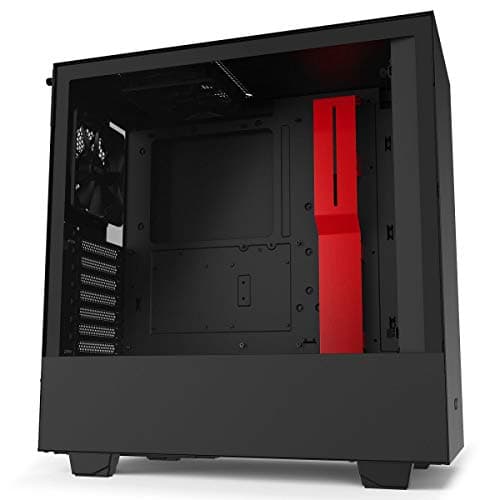 Image of NZXT H510, Compact ATX Mid-Tower PC Gaming Case, Front I/O USB Type-C Port, Tempered Glass Side Panel, Cable Management System, Water-Cooling Ready, Steel Construction, Black/Red