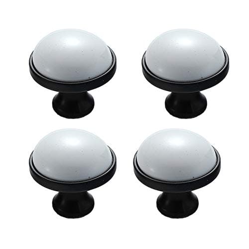 Image of ANSIEDIO 4 x 16mm Round Ceramic and Aluminium Alloy Door Knobs for Cupboards, Drawers and Cabinets