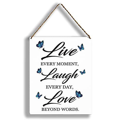 Image of Live Laugh Love Sign, Always Kiss Me Goodnight Wall Sign, Live Laugh Love Wall Decor, Farmhouse Porch Country Office Bedroom Home Decor, Inspirational Gifts, 8x10 Inch Wood Wall Hanging Decor(GMS667)