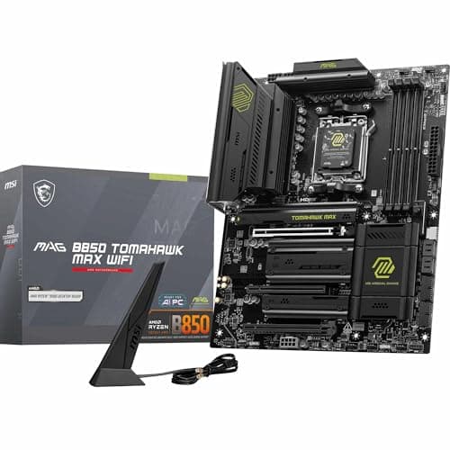 Image of MSI MAG B850 TOMAHAWK MAX WIFI Motherboard, ATX - Supports AMD Ryzen 9000/8000 / 7000 Processors, AM5-80A SPS VRM, DDR5 Memory Boost 8400+ MT/s (OC), PCIe 5.0 x16, M.2 Gen5, Wi-Fi 7, 5G LAN