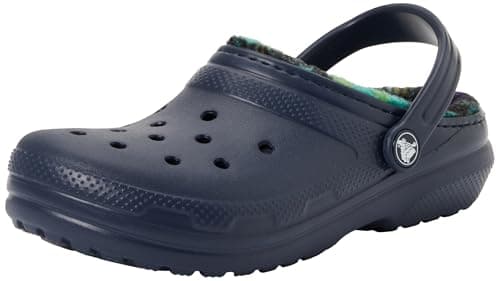 Image of Crocs Unisex Kids Clog, Classic Lined Bold Check Clog K, Navy, 5 UK Child