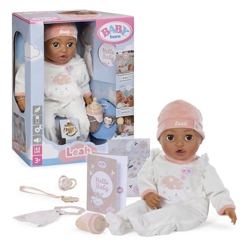 Image of BABY born Leah 43cm, soft doll with 7 electronic functions and sound for children from 3 years, incl. Accessories