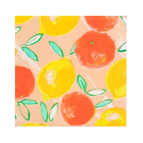 Image of Talking Tables 20 x Citrus Paper Napkins Vibrant Tropical Disposable Serviettes for Summer Parties Picnics & Alfresco Dining 33cm Lemon & Orange Design, CITRUSNAPKIN