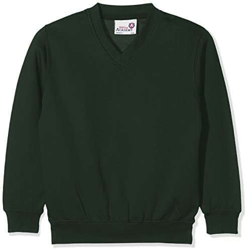 Image of AWDis Boy's Kids Academy V-Neck Sweatshirt School Top, Green (Academy Green), 3-4 Years (Manufacturer Size:X-Small)