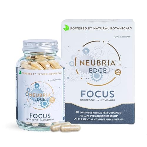 Image of NEUBRIA Edge Focus Supplement – Multivitamin + Nootropics Brain Support with Bacopa Monnieri, Ashwagandha, Rhodiola, Ginkgo Biloba, Sage, Blueberry & Rosemary – Potent Cognitive Formula – 60 Capsules