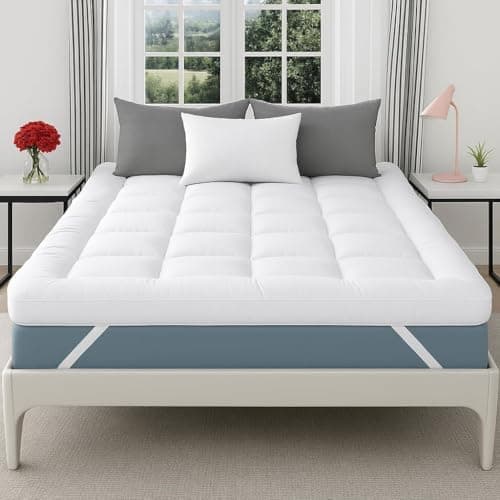 Image of Elite Essentials Premium Hotel Quality Quilted Super King Mattress Topper – 10cm Extra Deep (1100GSM) Microfiber Filling, Soft & Breathable Mattress Topper with Easy Fit Straps (183x200cm)