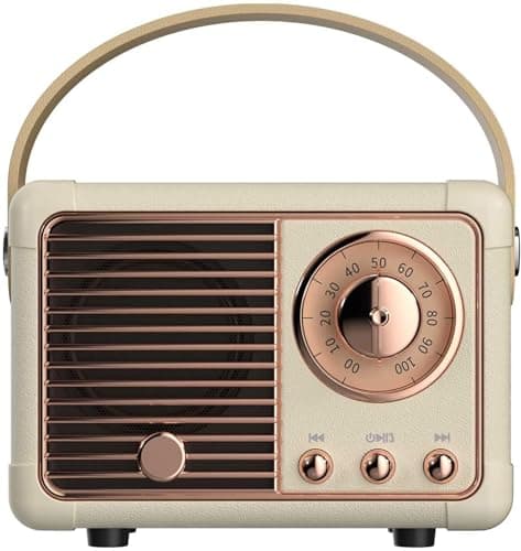 Image of Baolira Retro Bluetooth Speaker, Portable Wireless Speaker with Crystal Clear Stereo Sound Rich Bass, Vintage Decor, Birthday Gifts for Women Teenage (Beige)