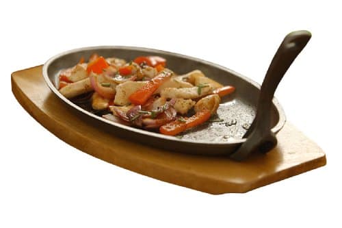 Image of Premier Housewares Sizzler Dish on Wooden Tray - Cast Iron, Black, 4 x 28 x 15