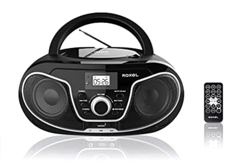 Image of Roxel RCD-S70BT Portable Boombox CD Player with Remote Control, FM Radio, USB MP3 Playback, 3.5mm AUX Input, Headphone Jack, LED Display Wireless Music Streaming(Black)