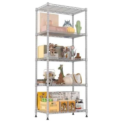 Image of Jowkou Heavy Duty Shelving Unit | Storage Shelves, Bathroom Shelving Shelves Unit | 5-Tier Adjustable Steel Shelving | Garage, Shed, Pantry, Kitchen Storage Organiser | Free Standing Metal Shelves