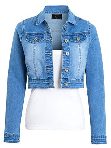Image of SS7 Womens Cropped Denim Jacket Stonewash Blue