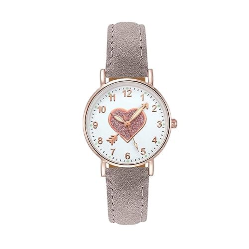 Image of Luminouse Women's Wrist Watch Classic Quartz Watch Easy Read Dial an Arrrow Through The Heart Leather Watch Round Watch for Women Birthday Swatches for Women (A, One Size)
