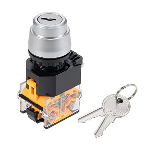 Image of Sourcingmap 22mm 2 Position Key Locking Push Button Switch with Keys DPST 1NO 1NC