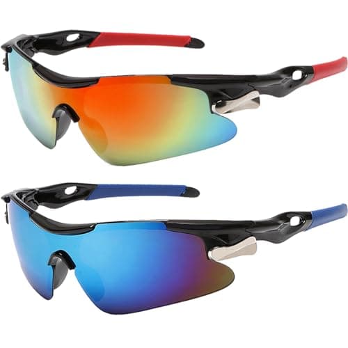 Image of JSTHHTT 2 Pcs Cycling Glasses, Sports Sunglasses, Cycling Sunglasses for Men Women, Sun Glasses UV400 Protection Ski Goggles Outdoor Bicycle Motorbike Driving Fishing Running Fishing Goggles